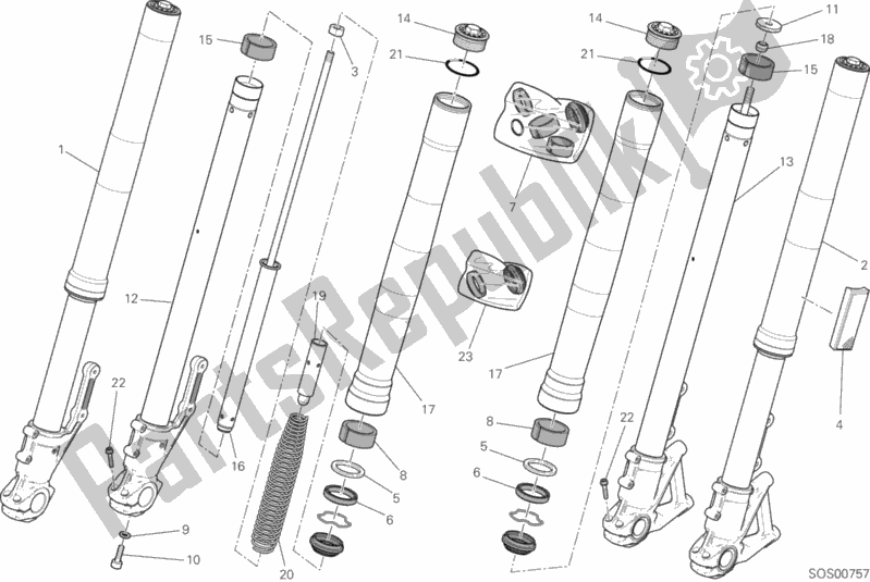 Wszystkie części do Przedni Widelec Ducati Scrambler Flat Track Thailand USA 803 2017 Wszystkie części do Przedni Widelec Ducati Scrambler Flat Track Thailand USA 803 2017
